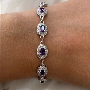 Amethyst and Crystal silver bracelet